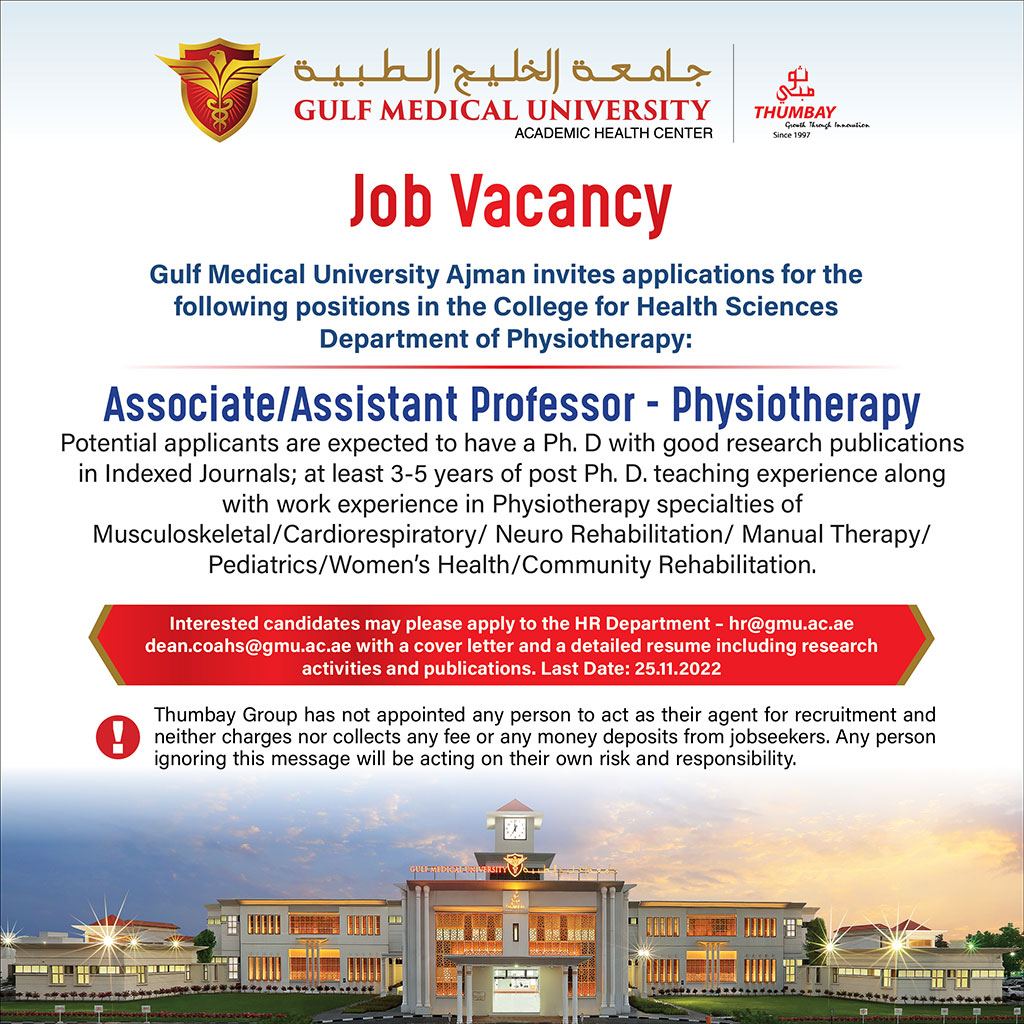 Application for Faculty Positions Gulf Medical University
